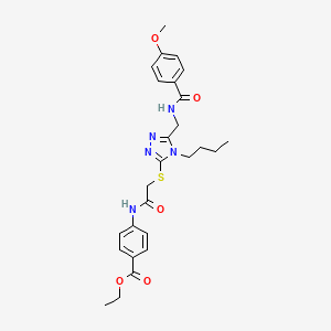 molecular formula C26H31N5O5S B2784632 ethyl 4-{2-[(4-butyl-5-{[(4-methoxyphenyl)formamido]methyl}-4H-1,2,4-triazol-3-yl)sulfanyl]acetamido}benzoate CAS No. 476449-45-3