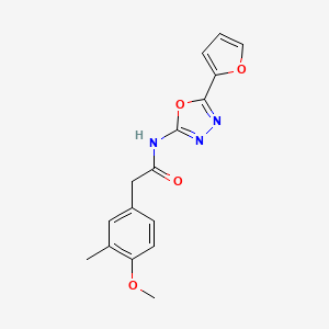 molecular formula C16H15N3O4 B2784656 N-[5-(furan-2-yl)-1,3,4-oxadiazol-2-yl]-2-(4-methoxy-3-methylphenyl)acetamide CAS No. 955807-42-8