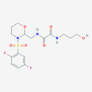 molecular formula C16H21F2N3O6S B2784681 N'-{[3-(2,5-difluorobenzenesulfonyl)-1,3-oxazinan-2-yl]methyl}-N-(3-hydroxypropyl)ethanediamide CAS No. 872976-56-2