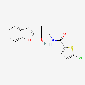 molecular formula C16H14ClNO3S B2784682 N-[2-(1-benzofuran-2-yl)-2-hydroxypropyl]-5-chlorothiophene-2-carboxamide CAS No. 2034600-05-8
