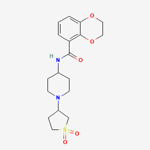 molecular formula C18H24N2O5S B2784705 N-(1-(1,1-dioxidotetrahydrothiophen-3-yl)piperidin-4-yl)-2,3-dihydrobenzo[b][1,4]dioxine-5-carboxamide CAS No. 2034531-24-1