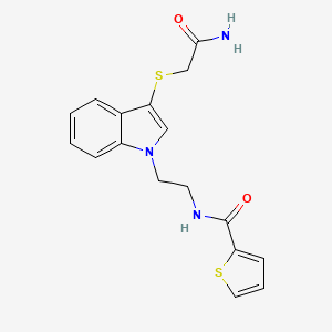 molecular formula C17H17N3O2S2 B2784730 N-(2-{3-[(carbamoylmethyl)sulfanyl]-1H-indol-1-yl}ethyl)thiophene-2-carboxamide CAS No. 851715-23-6