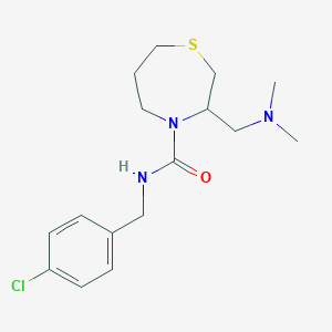 molecular formula C16H24ClN3OS B2784772 N-[(4-CHLOROPHENYL)METHYL]-3-[(DIMETHYLAMINO)METHYL]-1,4-THIAZEPANE-4-CARBOXAMIDE CAS No. 1448072-63-6