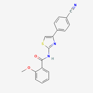 molecular formula C18H13N3O2S B2784783 N-[4-(4-cyanophenyl)-1,3-thiazol-2-yl]-2-methoxybenzamide CAS No. 324758-59-0