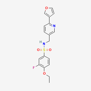 molecular formula C18H17FN2O4S B2784824 4-ethoxy-3-fluoro-N-((6-(furan-3-yl)pyridin-3-yl)methyl)benzenesulfonamide CAS No. 2034333-40-7