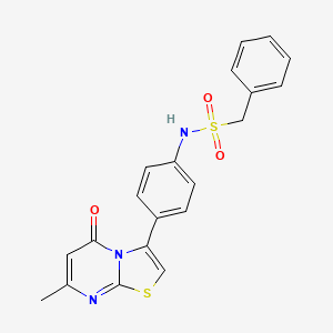 molecular formula C20H17N3O3S2 B2784856 N-(4-(7-methyl-5-oxo-5H-thiazolo[3,2-a]pyrimidin-3-yl)phenyl)-1-phenylmethanesulfonamide CAS No. 1171738-02-5