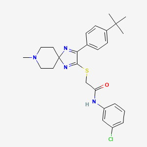 2-((3-(4-(tert-butyl)phenyl)-8-methyl-1,4,8-triazaspiro[4.5]deca-1,3-dien-2-yl)thio)-N-(3-chlorophenyl)acetamide