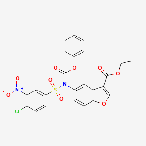 molecular formula C25H19ClN2O9S B2784900 ETHYL 2-METHYL-5-[N-(PHENOXYCARBONYL)4-CHLORO-3-NITROBENZENESULFONAMIDO]-1-BENZOFURAN-3-CARBOXYLATE CAS No. 448212-75-7