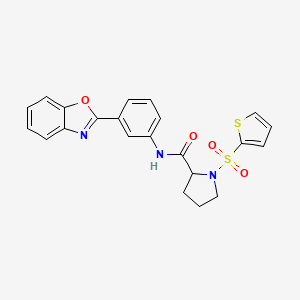 molecular formula C22H19N3O4S2 B2784903 N-(3-(benzo[d]oxazol-2-yl)phenyl)-1-(thiophen-2-ylsulfonyl)pyrrolidine-2-carboxamide CAS No. 1103585-36-9