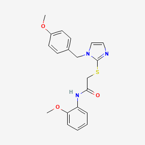 molecular formula C20H21N3O3S B2784920 N-(2-methoxyphenyl)-2-({1-[(4-methoxyphenyl)methyl]-1H-imidazol-2-yl}sulfanyl)acetamide CAS No. 893373-57-4