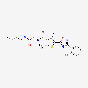 molecular formula C22H22ClN5O3S B2784953 N-butyl-2-{6-[3-(2-chlorophenyl)-1,2,4-oxadiazol-5-yl]-5-methyl-4-oxo-3H,4H-thieno[2,3-d]pyrimidin-3-yl}-N-methylacetamide CAS No. 1242886-24-3