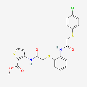 Methyl 3-[(2-{[2-({2-[(4-chlorophenyl)sulfanyl]acetyl}amino)phenyl]sulfanyl}acetyl)amino]-2-thiophenecarboxylate