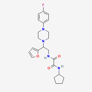 molecular formula C23H29FN4O3 B2784970 N1-cyclopentyl-N2-(2-(4-(4-fluorophenyl)piperazin-1-yl)-2-(furan-2-yl)ethyl)oxalamide CAS No. 877632-05-8