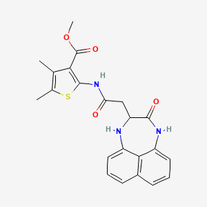 molecular formula C22H21N3O4S B2784974 methyl 4,5-dimethyl-2-(2-{12-oxo-10,13-diazatricyclo[7.4.1.0^{5,14}]tetradeca-1,3,5(14),6,8-pentaen-11-yl}acetamido)thiophene-3-carboxylate CAS No. 1094757-35-3