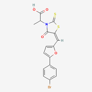 (E)-2-(5-((5-(4-bromophenyl)furan-2-yl)methylene)-4-oxo-2-thioxothiazolidin-3-yl)propanoic acid