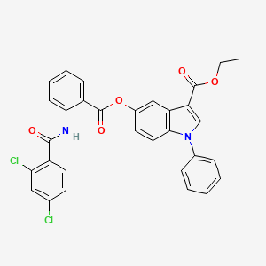 molecular formula C32H24Cl2N2O5 B2784997 Ethyl 5-[2-[(2,4-dichlorobenzoyl)amino]benzoyl]oxy-2-methyl-1-phenylindole-3-carboxylate CAS No. 392319-97-0