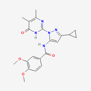 molecular formula C21H23N5O4 B2784999 N-(3-cyclopropyl-1-(4,5-dimethyl-6-oxo-1,6-dihydropyrimidin-2-yl)-1H-pyrazol-5-yl)-3,4-dimethoxybenzamide CAS No. 1226441-72-0