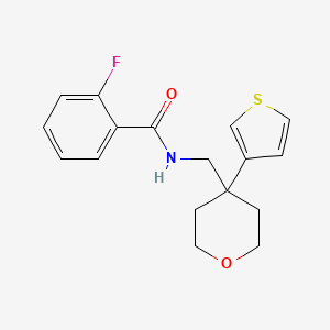 2-fluoro-N-((4-(thiophen-3-yl)tetrahydro-2H-pyran-4-yl)methyl)benzamide