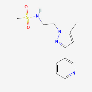 molecular formula C12H16N4O2S B2785014 N-(2-(5-methyl-3-(pyridin-3-yl)-1H-pyrazol-1-yl)ethyl)methanesulfonamide CAS No. 2034375-51-2