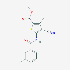 molecular formula C16H14N2O3S B278502 Methyl 4-cyano-3-methyl-5-[(3-methylbenzoyl)amino]-2-thiophenecarboxylate 