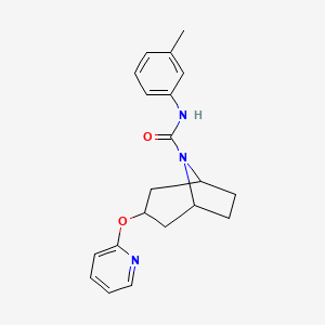 molecular formula C20H23N3O2 B2785027 (1R,3s,5S)-3-(pyridin-2-yloxy)-N-(m-tolyl)-8-azabicyclo[3.2.1]octane-8-carboxamide CAS No. 2108394-32-5