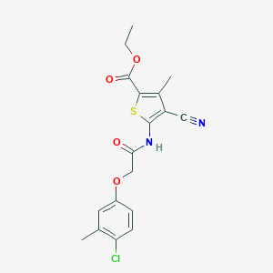 molecular formula C18H17ClN2O4S B278503 Ethyl 5-{[(4-chloro-3-methylphenoxy)acetyl]amino}-4-cyano-3-methyl-2-thiophenecarboxylate 