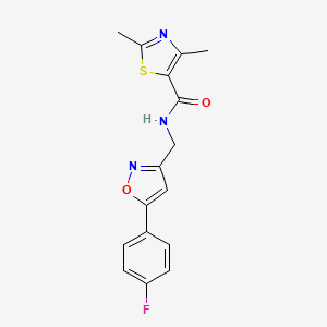 molecular formula C16H14FN3O2S B2785032 N-((5-(4-fluorophenyl)isoxazol-3-yl)methyl)-2,4-dimethylthiazole-5-carboxamide CAS No. 1209416-75-0