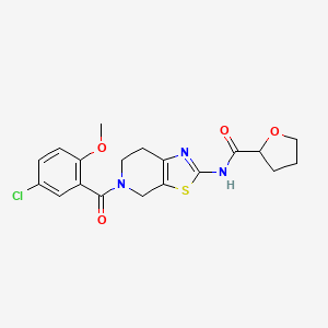 molecular formula C19H20ClN3O4S B2785046 N-(5-(5-chloro-2-methoxybenzoyl)-4,5,6,7-tetrahydrothiazolo[5,4-c]pyridin-2-yl)tetrahydrofuran-2-carboxamide CAS No. 1396808-30-2