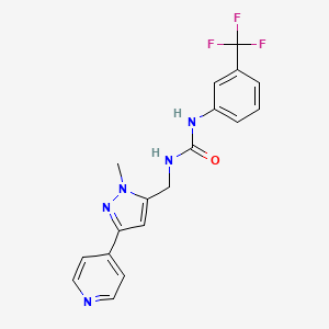 molecular formula C18H16F3N5O B2785051 1-[(2-Methyl-5-pyridin-4-ylpyrazol-3-yl)methyl]-3-[3-(trifluoromethyl)phenyl]urea CAS No. 2319639-21-7