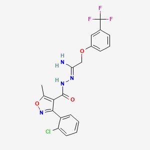 molecular formula C20H16ClF3N4O3 B2785055 3-(2-chlorophenyl)-5-methyl-N'-{2-[3-(trifluoromethyl)phenoxy]ethanimidoyl}-4-isoxazolecarbohydrazide CAS No. 338395-75-8