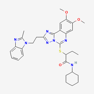 N-cyclohexyl-2-({8,9-dimethoxy-2-[2-(2-methyl-1H-benzimidazol-1-yl)ethyl][1,2,4]triazolo[1,5-c]quinazolin-5-yl}thio)butanamide