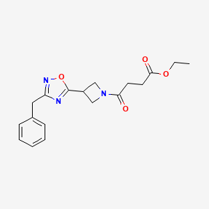 molecular formula C18H21N3O4 B2785064 Ethyl 4-(3-(3-benzyl-1,2,4-oxadiazol-5-yl)azetidin-1-yl)-4-oxobutanoate CAS No. 1351614-66-8