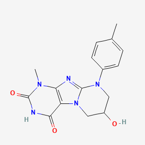molecular formula C16H17N5O3 B2785095 7-hydroxy-1-methyl-9-(4-methylphenyl)-7,8-dihydro-6H-purino[7,8-a]pyrimidine-2,4-dione CAS No. 77350-99-3