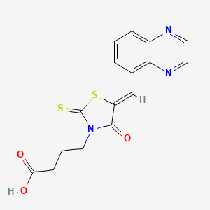 molecular formula C16H13N3O3S2 B2785101 (Z)-4-(4-oxo-5-(quinoxalin-5-ylmethylene)-2-thioxothiazolidin-3-yl)butanoic acid CAS No. 902334-18-3