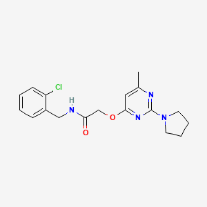 molecular formula C18H21ClN4O2 B2785104 N-[(2-CHLOROPHENYL)METHYL]-2-{[6-METHYL-2-(PYRROLIDIN-1-YL)PYRIMIDIN-4-YL]OXY}ACETAMIDE CAS No. 1226457-07-3
