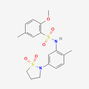 molecular formula C18H22N2O5S2 B2785108 N-(5-(1,1-dioxidoisothiazolidin-2-yl)-2-methylphenyl)-2-methoxy-5-methylbenzenesulfonamide CAS No. 946338-06-3