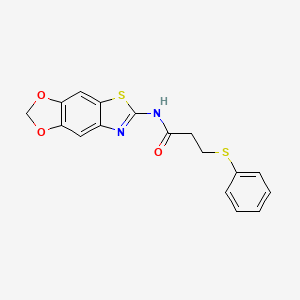 molecular formula C17H14N2O3S2 B2785110 N-([1,3]dioxolo[4,5-f][1,3]benzothiazol-6-yl)-3-phenylsulfanylpropanamide CAS No. 892854-04-5
