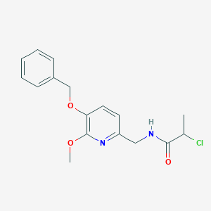 molecular formula C17H19ClN2O3 B2785121 2-Chloro-N-[(6-methoxy-5-phenylmethoxypyridin-2-yl)methyl]propanamide CAS No. 2411195-00-9