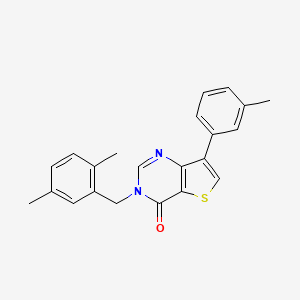 molecular formula C22H20N2OS B2785126 3-(2,5-dimethylbenzyl)-7-(3-methylphenyl)thieno[3,2-d]pyrimidin-4(3H)-one CAS No. 1207004-23-6