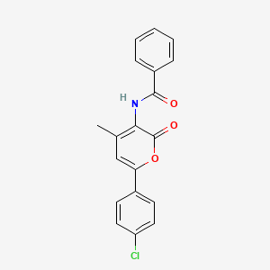 molecular formula C19H14ClNO3 B2785127 N-[6-(4-chlorophenyl)-4-methyl-2-oxo-2H-pyran-3-yl]benzenecarboxamide CAS No. 478067-02-6