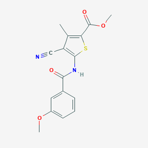 molecular formula C16H14N2O4S B278513 Methyl 4-cyano-5-[(3-methoxybenzoyl)amino]-3-methyl-2-thiophenecarboxylate 