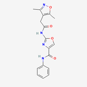 molecular formula C17H16N4O4 B2785138 2-(2-(3,5-dimethylisoxazol-4-yl)acetamido)-N-phenyloxazole-4-carboxamide CAS No. 1796970-14-3