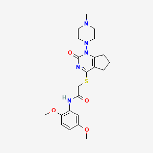 molecular formula C22H29N5O4S B2785139 N-(2,5-dimethoxyphenyl)-2-((1-(4-methylpiperazin-1-yl)-2-oxo-2,5,6,7-tetrahydro-1H-cyclopenta[d]pyrimidin-4-yl)thio)acetamide CAS No. 899992-90-6