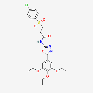 3-((4-chlorophenyl)sulfonyl)-N-(5-(3,4,5-triethoxyphenyl)-1,3,4-oxadiazol-2-yl)propanamide