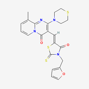 (Z)-3-(furan-2-ylmethyl)-5-((9-methyl-4-oxo-2-thiomorpholino-4H-pyrido[1,2-a]pyrimidin-3-yl)methylene)-2-thioxothiazolidin-4-one