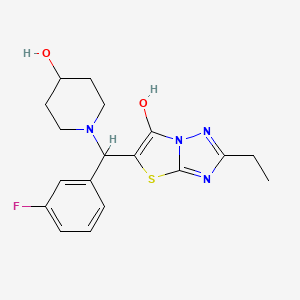 molecular formula C18H21FN4O2S B2785178 2-Ethyl-5-((3-fluorophenyl)(4-hydroxypiperidin-1-yl)methyl)thiazolo[3,2-b][1,2,4]triazol-6-ol CAS No. 898350-50-0