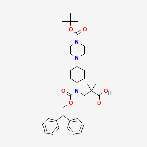 molecular formula C35H45N3O6 B2785190 1-[[9H-Fluoren-9-ylmethoxycarbonyl-[4-[4-[(2-methylpropan-2-yl)oxycarbonyl]piperazin-1-yl]cyclohexyl]amino]methyl]cyclopropane-1-carboxylic acid CAS No. 2138041-26-4