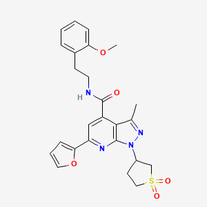 molecular formula C25H26N4O5S B2785193 1-(1,1-dioxidotetrahydrothiophen-3-yl)-6-(furan-2-yl)-N-(2-methoxyphenethyl)-3-methyl-1H-pyrazolo[3,4-b]pyridine-4-carboxamide CAS No. 1021263-02-4