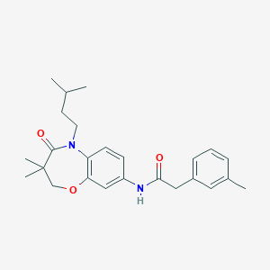molecular formula C25H32N2O3 B2785194 N-(5-isopentyl-3,3-dimethyl-4-oxo-2,3,4,5-tetrahydrobenzo[b][1,4]oxazepin-8-yl)-2-(m-tolyl)acetamide CAS No. 921541-12-0