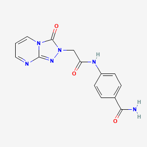molecular formula C14H12N6O3 B2785196 4-(2-(3-oxo-[1,2,4]triazolo[4,3-a]pyrimidin-2(3H)-yl)acetamido)benzamide CAS No. 1327502-65-7